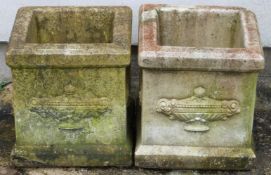 Two square plant pots, height 30cm