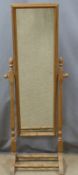 Pine cheval mirror, height 148cm