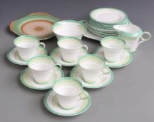 Approximately 28 pieces of Shelley Art Deco tea ware and a further plate, reg no 781613