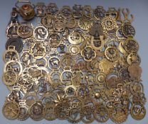Approximately 100 horse brasses including Victorian 1870 and souvenir examples