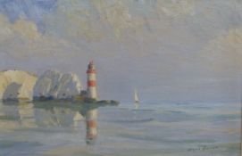 Deryck Foster (1924-2011) oil on canvas laid on board, maritime or coastal landscape depicting the