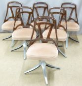 Six retro Grafton chairs with brown plastic backs and aluminium bases