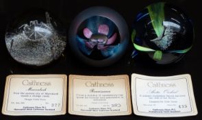 Three Caithness glass limited edition glass paperweights designed by Colin Terris, Marrakesh 377/