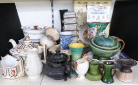 19thC and later ceramics including Old Derby, Imari, Coalport style vase, Copeland hen jug, Studio