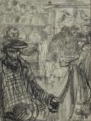 Attributed to Sir Frank William Brangwyn RA RWS RBA (1867-1956), pen, ink and pencil sketch 'The