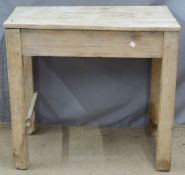 Small pine butcher's style table, W82 x D52 x H75cm