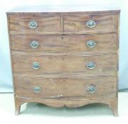 19thC bow front mahogany chest of two over three graduated drawers, W105 x D52 x H105cm