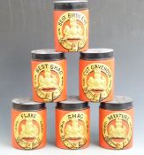 Set of six 19th/ 20thC Price Powell & Co covered stoneware tobacco jars relief decorated with