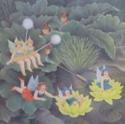 Beryl Cook signed limited edition (25/650) print 'Flower Fairies', signed to margin, 44 x 43cm