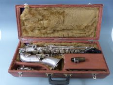 True-Tone 'The Buescher' by Elkhart Ind low pitch alto saxophone, serial no 258521, in original