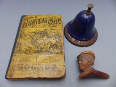 Bluebell tobacco advertising desk bell, height 9cm, No.5 cloth backed hunting map showing