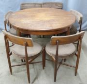 Set of six G Plan chairs and extending dining table