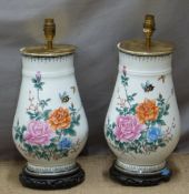 Pair of Oriental style table lamps, height 45cm