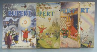 Four 1940's Daily Express Rupert Bear annuals