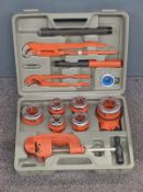 Cased BSPT pipe threading set