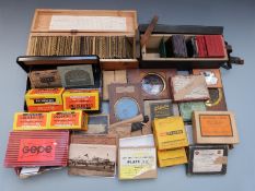 Late 19th/early 20thC photographic glass plate negatives, mechanical magic lantern slides, religious