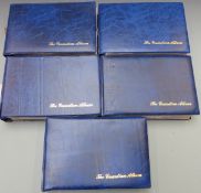 Five albums of cigarette cards including two on heraldry including Senior Service, Wills, De Reszke,