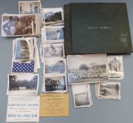 West Africa photograph album circa WWII including native scenes, further African postcards and other