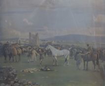 After Sir Alfred J Munnings limited edition (600) print Kilkenny Horse Fair, 55 x 62cm