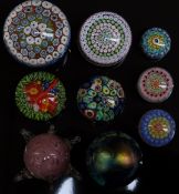 Nine various glass paperweights including Strathearn, Isle of Wight etc including one in the form of