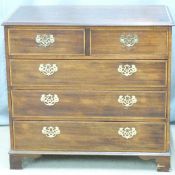 19thC mahogany chest of two over three graduated drawers, W94 x D54 x H88cm