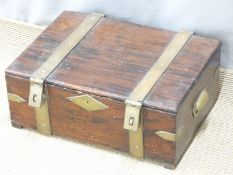 19thC brass bound strongbox W51 x D38 x H19cm