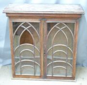 19th century bookcase with Gothic arched glazed doors, W92 x D35 x H94cm