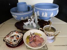 Wedgwood Jasperware pedestal bowls, Carltonware dish, Nao, Moorcroft pedestal dish in Magnolia