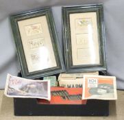 Assorted box of vintage games, razors, silk tapestries