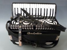 Galotta 80 bass piano accordion with five treble couplers and three bass couplers, in black gloss