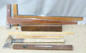 Quantity of draughtsman's and other equipment and a vintage axe