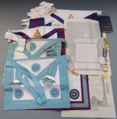 A quantity of Masonic regalia from St John's Lodge, Wigton including certificates, aprons, jewels