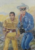 Walt Howarth watercolour for a Lone Ranger and Tonto comic, possibly a pre-production prototype,