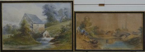 Two Victorian Somerset interest watercolours, one titled 'Junction of the rivers Parrett and Tone,