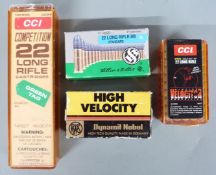Two-hundred-and-fifty .22 rifle cartridges including CCI Competition, Velocitor etc, all in original
