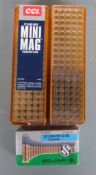 One-hundred-and fifty .22 rifle cartridges including CCI Mini Mag and Maxi Mag, all in original
