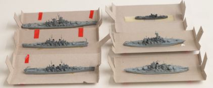 Six Nevis-Neptun and similar diecast model waterline ships, all in original boxes.