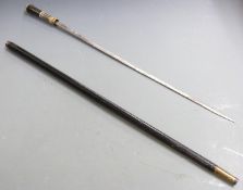 WITHDRAWN Anglo-Indian sword stick with bone inlaid handle, 63cm blade
