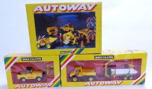 Three Britains Autoway model construction vehicle sets 9887, 9891 and 9820, all in original boxes.