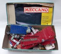 A small collection of loose Meccano including wheels and motors together with a Book Of Models 2.
