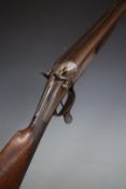 J & W Tolley 8 bore side by side double barrelled hammer action shotgun with named and border
