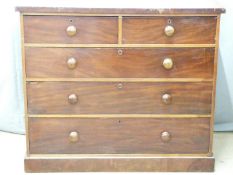 Victorian mahogany chest of two over three graduated drawers, W122 x D53 x H105cm