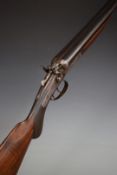 Saunders & Bawkley Ltd 12 bore side by side hammer action shotgun with engraved locks, trigger
