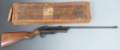 Webley Service Mk II .22 air rifle with chequered grip, interchangeable barrel, adjustable pop-up