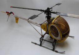 Morley Hughes 300C model radio control helicopter powered by an OS 40 engine, overall length 136cm