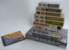 Ten Airfix 1:72 and 1:46 scale plastic model kits including The Dam Busters 617 Squadron 60th