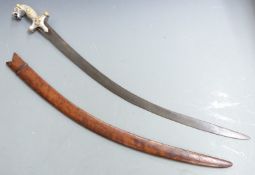 WITHDRAWN Indian ceremonial sabre with silver and gilt coloured handle, embossed animal