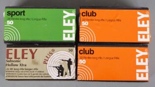 Two-hundred Eley .22 rifle cartridges including Sport, Club and Plus, all in original boxes PLEASE