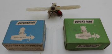 Three vintage Davies Charlton compression ignition model aircraft engines together with two original