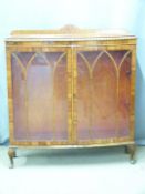 A glazed walnut display cabinet, W120 x D38 x H126cm